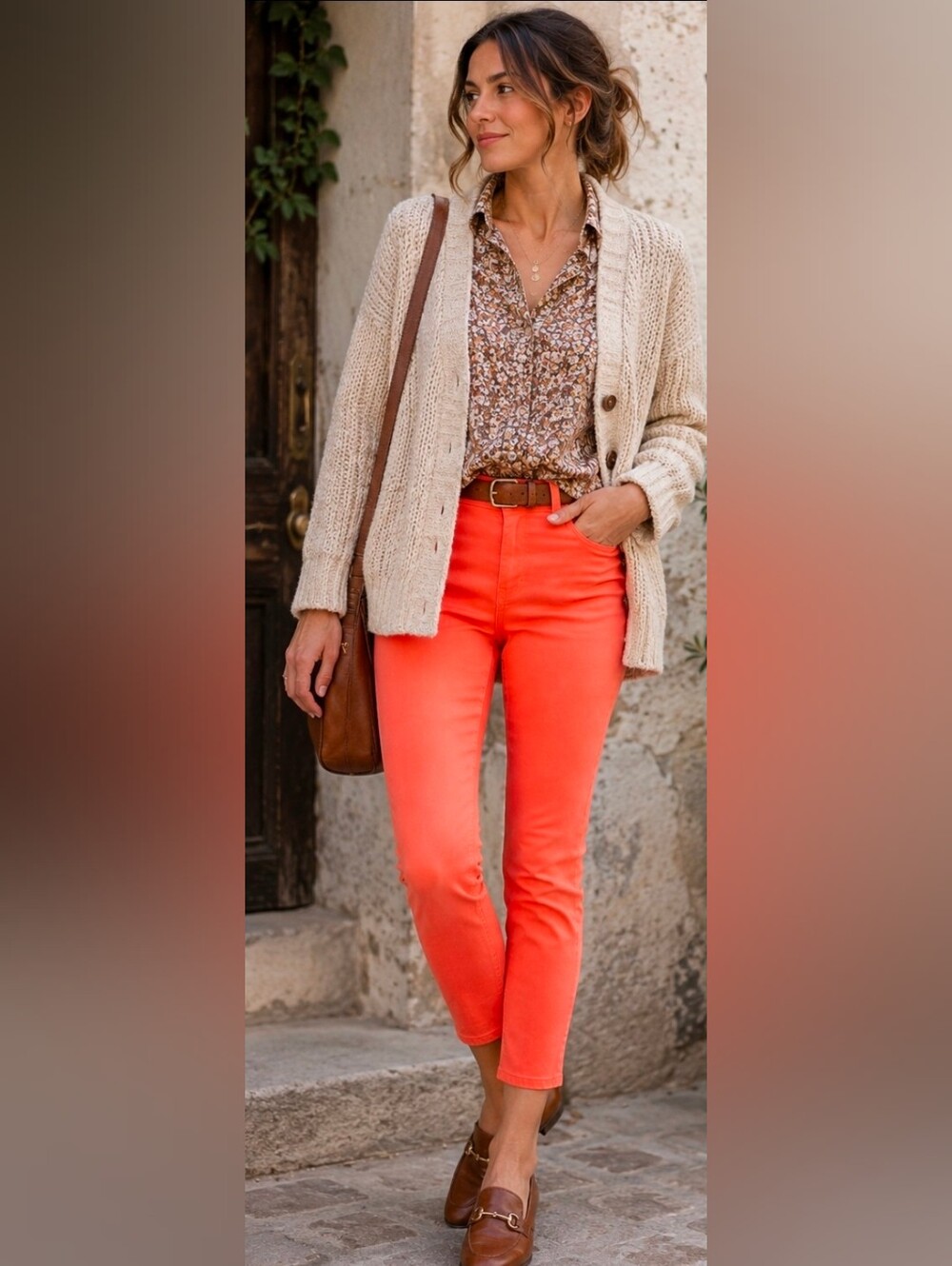 AG Adriano GoldSchmied The Prima Crop Cigarette Crop in Coral/Orange, Size 32